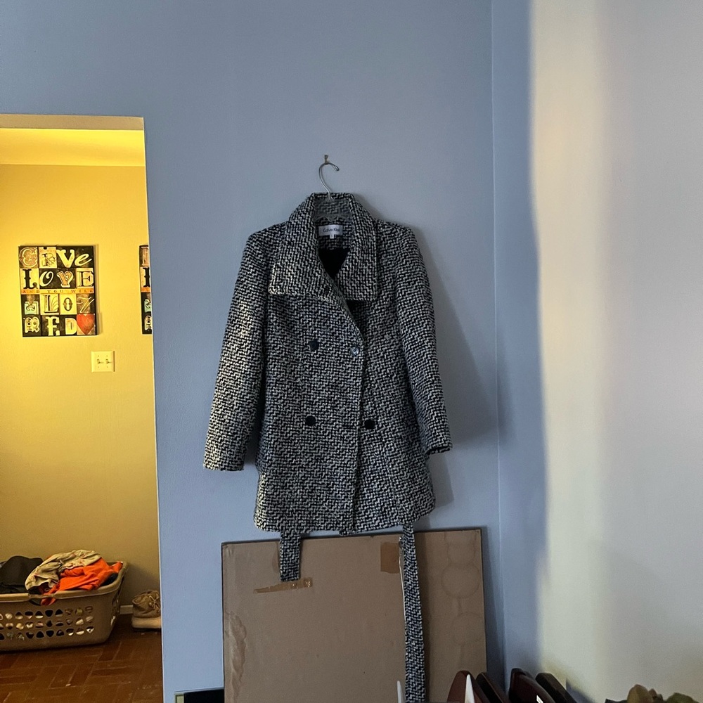 Women's Black and White Tweed Coat